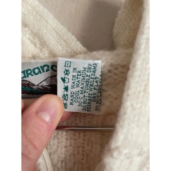 Aran Crafts Chunky Fisherman Cable Knit Merino Wool Zip Up Cardigan Sweater M - Picture 5 of 6